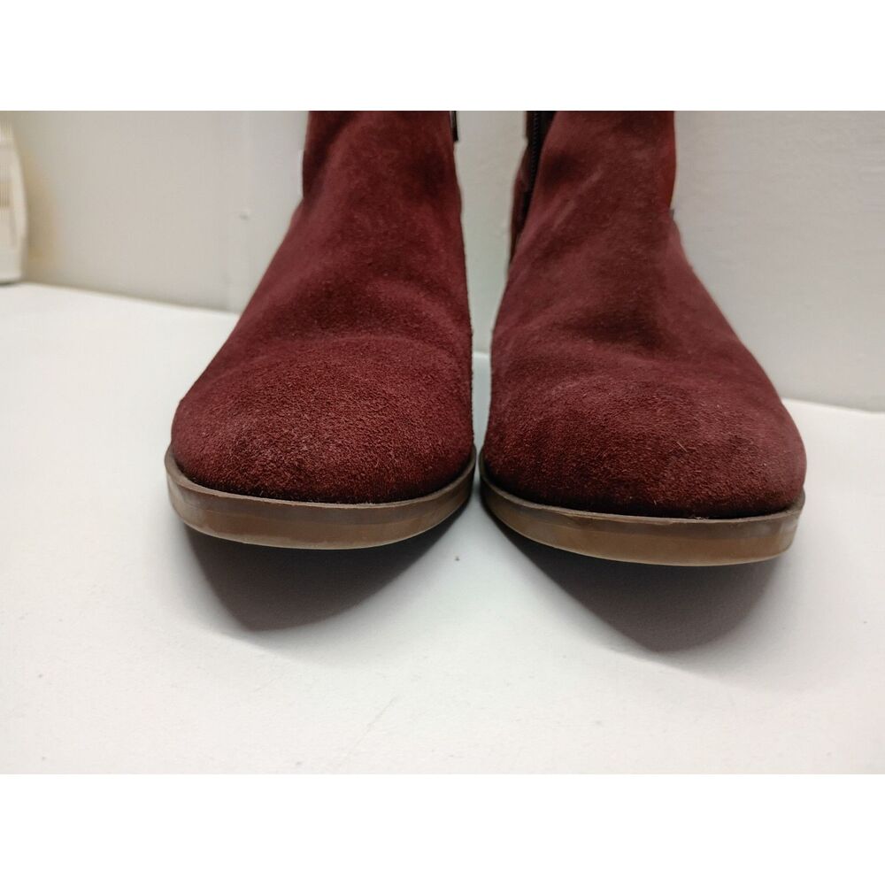 Sonoma Ankle Boots Leather Women's Sz 9M Burgandy Zip Buckle - Picture 7 of 10